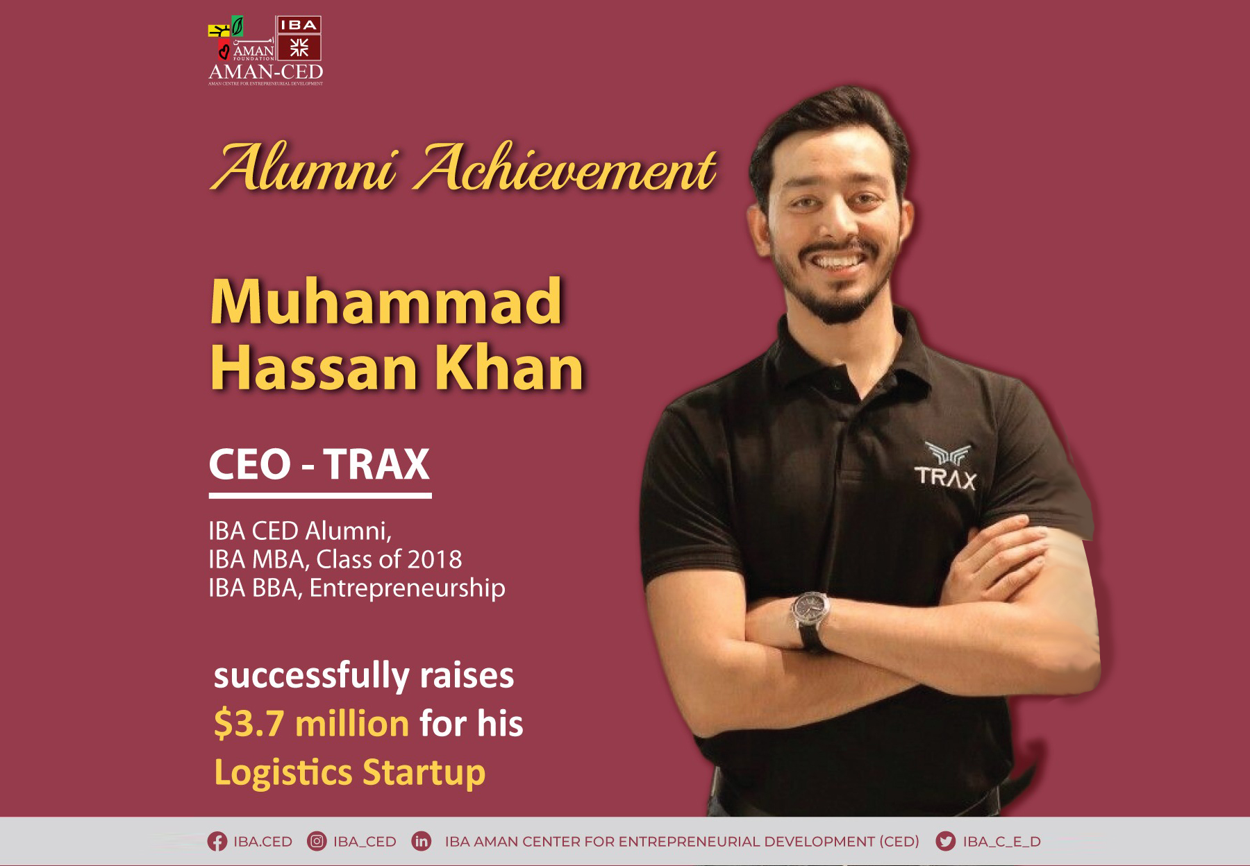 IBA Alumni Mr. M Hassan Khan raised $3.7 million seed funding for Trax Logisitics